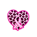 Silicone Focal Beads Heart Ribbon Pink Leopard Print Awareness 20pcs