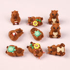 Silicone 3D Focal Beads Capybara Holding Books Flowers Turtles 20pcs 2