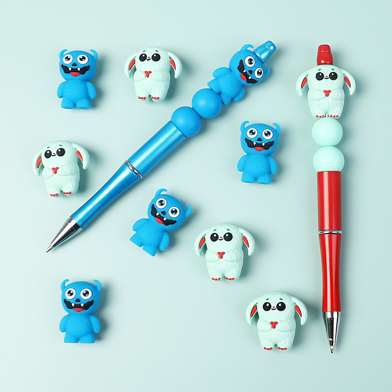 Silicone 3D Focal Beads Little Monster Bright Eyes Quirky Expressions 20pcs 15