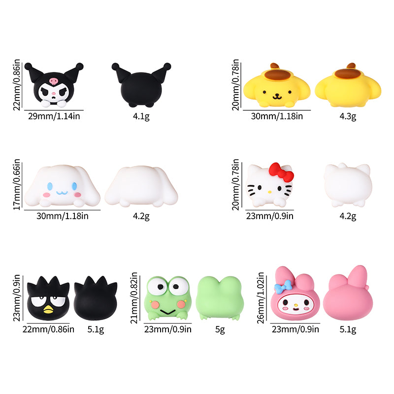 Silicone 3D Focal Beads Sanrio Avatar Smiling Faces Mixed Set 20pcs 9