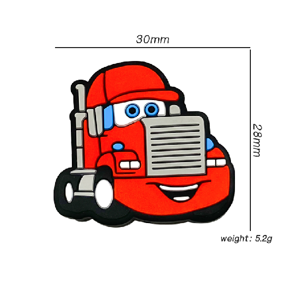 Silicone Focal Beads Red Car Smiling Face 20pcs
