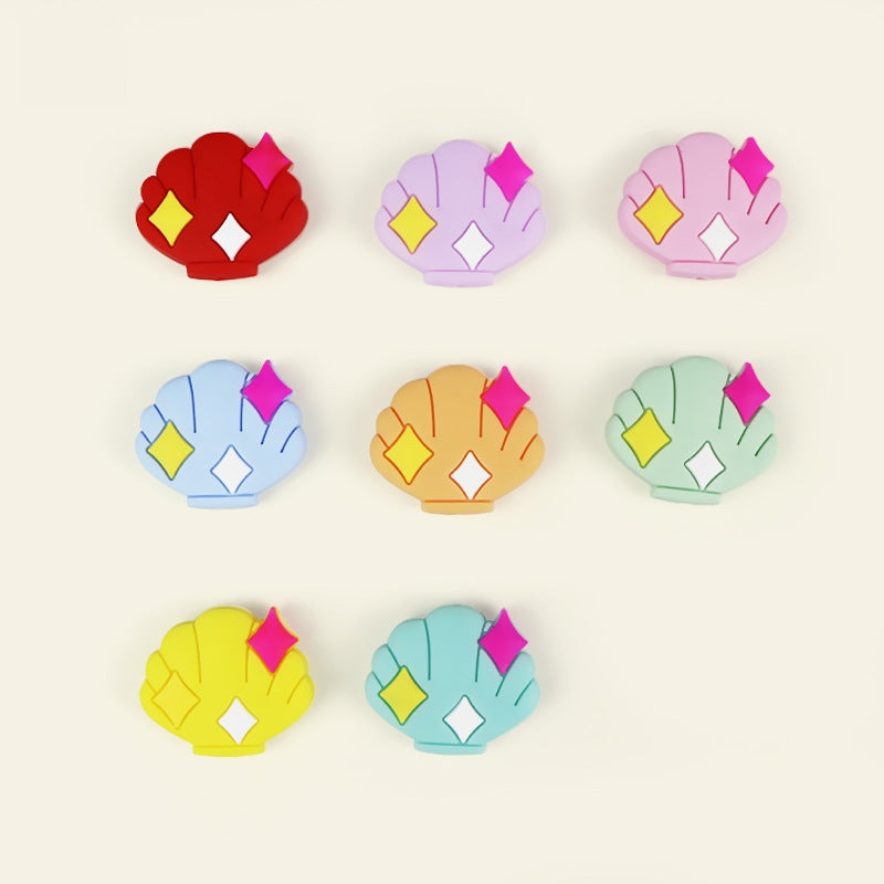 Silicone Focal Beads Macaron Colorful Shell Sparkle Accent 20pcs