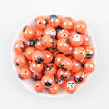 Halloween Themed Acrylic Beads Wholesale, Orange Round Printed Designs, 16mm