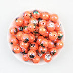 Halloween Themed Acrylic Beads Wholesale, Orange Round Printed Designs, 16mm