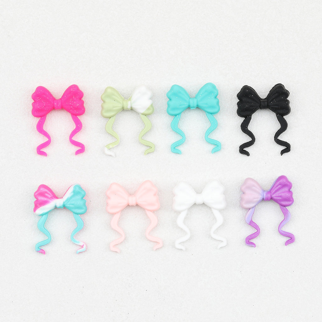 Tie Dye Glitter Bow Silicone Focal Beads 20pcs 2