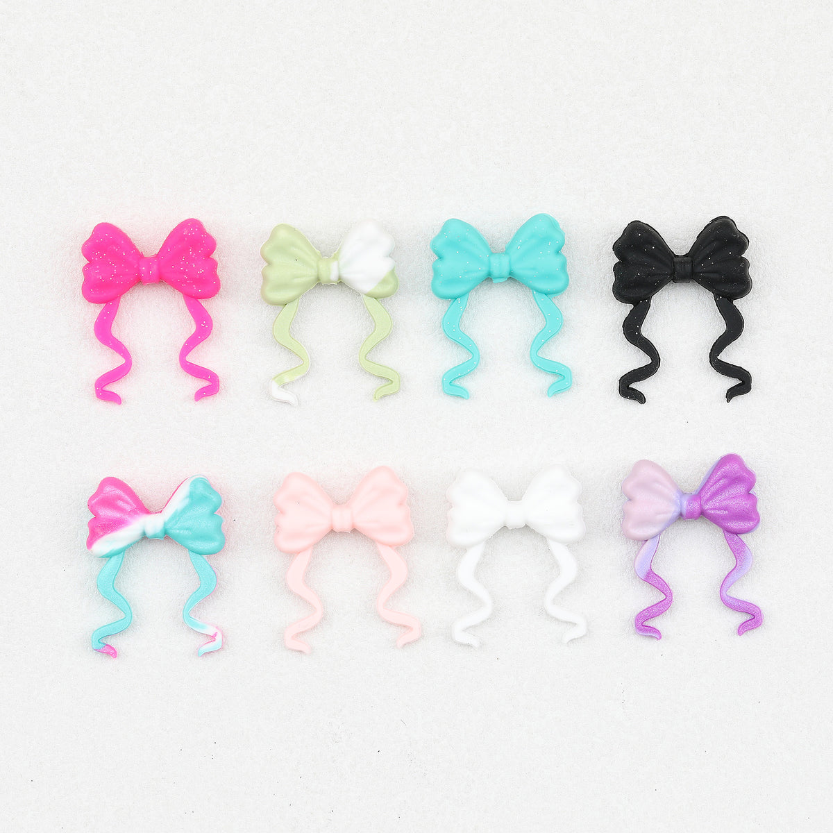 Tie Dye Glitter Bow Silicone Focal Beads 20pcs 2
