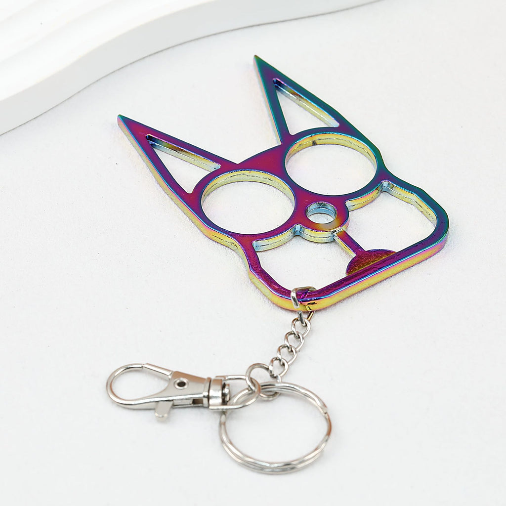 Self Defense Keychain Zinc Alloy Dual Pointed Multi Functional - Rainbow