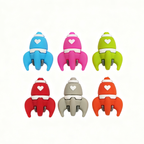 Silicone 3D Focal Beads Color Love Rocket Heart Detail 20pcs