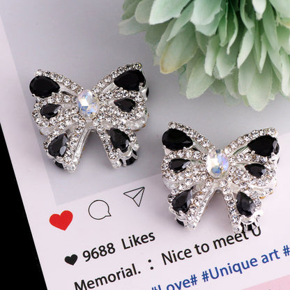 26mm Alloy Full Rhinestone Colorful Bow Ribbon Beads 2pcs 7