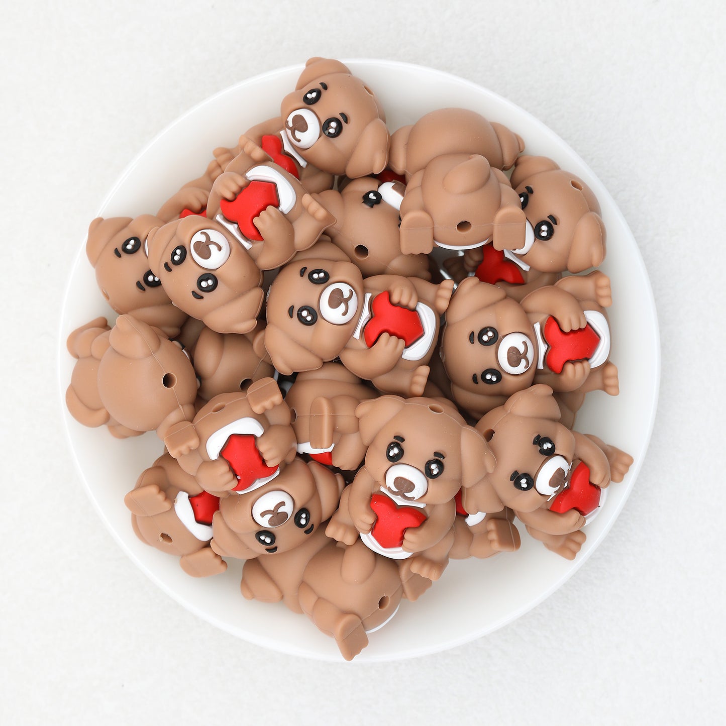 3D Dog Heart Puppy Silicone Focal Beads 20pcs 5