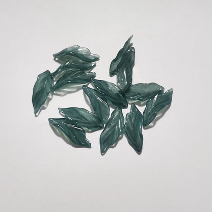 Czech Glass Beads Seaweed Leaf 14x37mm Translucent Green Blue Jasper 100pcs 3