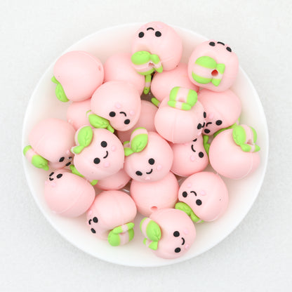 Cute 3D Peach Silicone Focal Beads 20pcs 3