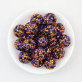 Black Purple Orange Rhinestone Resin Beads Wholesale, Halloween Confetti Bubblegum Round Design, 20mm
