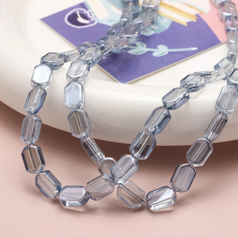 Electroplated Hexagon Glass Beads 10mm Transparent Iridescent 10pcs 7