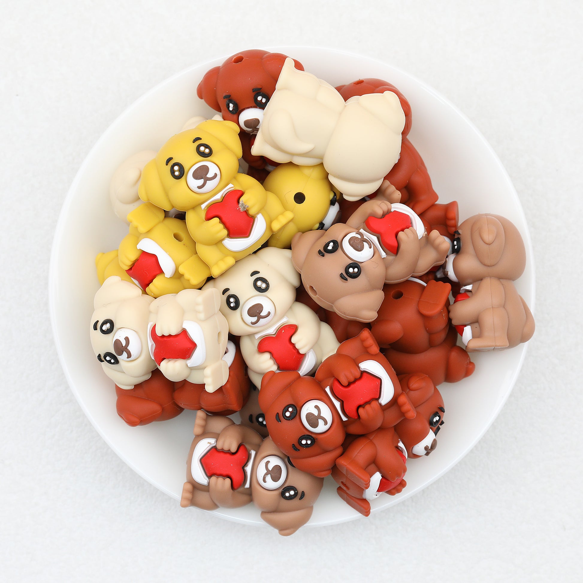 3D Dog Heart Puppy Silicone Focal Beads 20pcs 2
