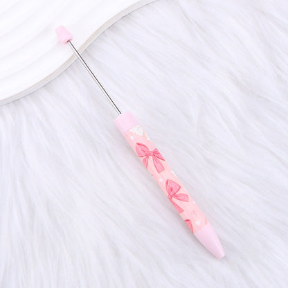 Beadable Long Pink Butterfly Pattern Ballpoint Pen for Crafting 7