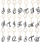 Metal Fashion Letter Keychain Black and Gold Script Design