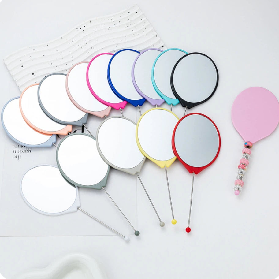 Beadable Plastic Mirror Handheld Oval