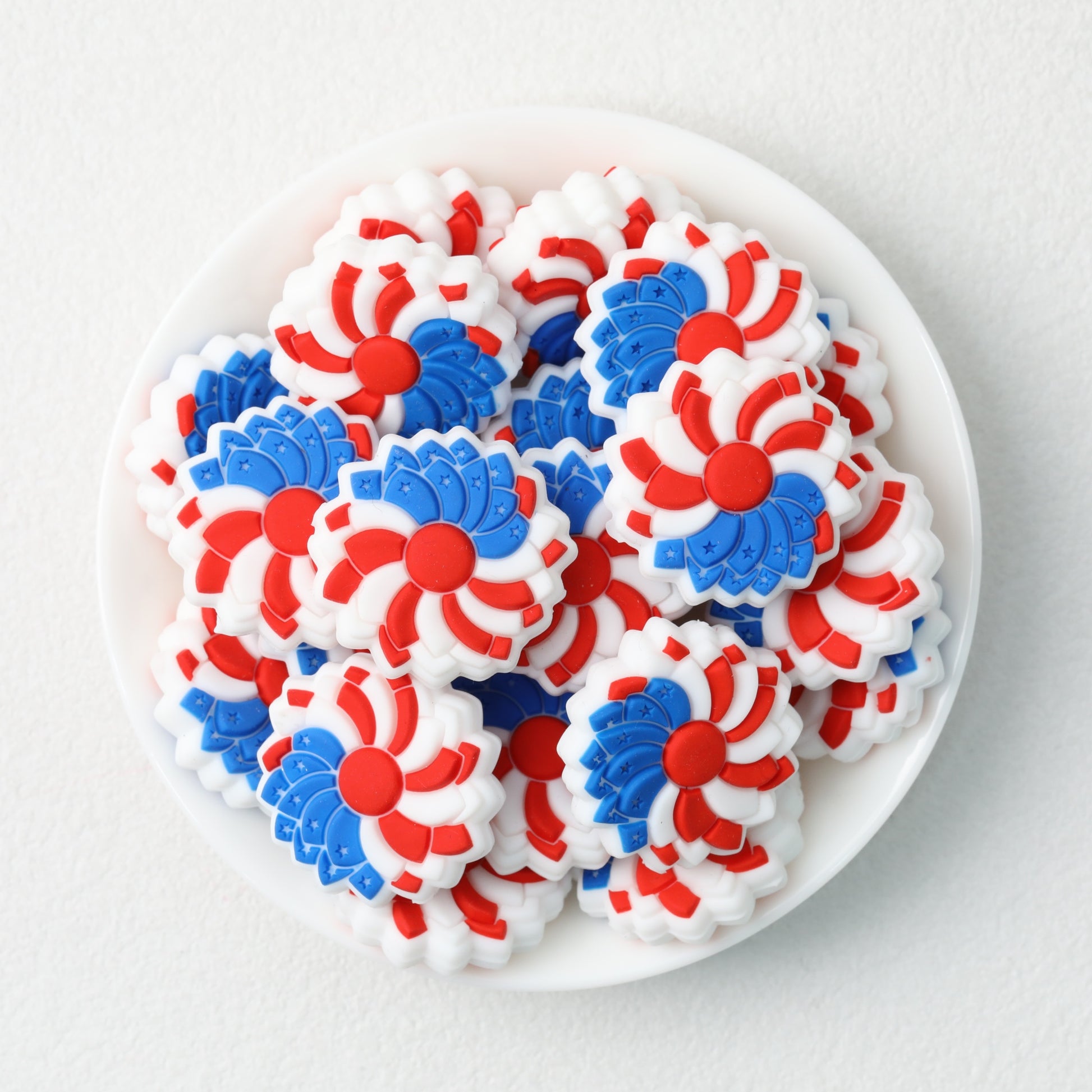 Independence Day Sunflower Silicone Focal Beads 20pcs