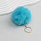 Pom Pom Keychain Plush Violet Faux Fur Ball Gold Ring 8cm