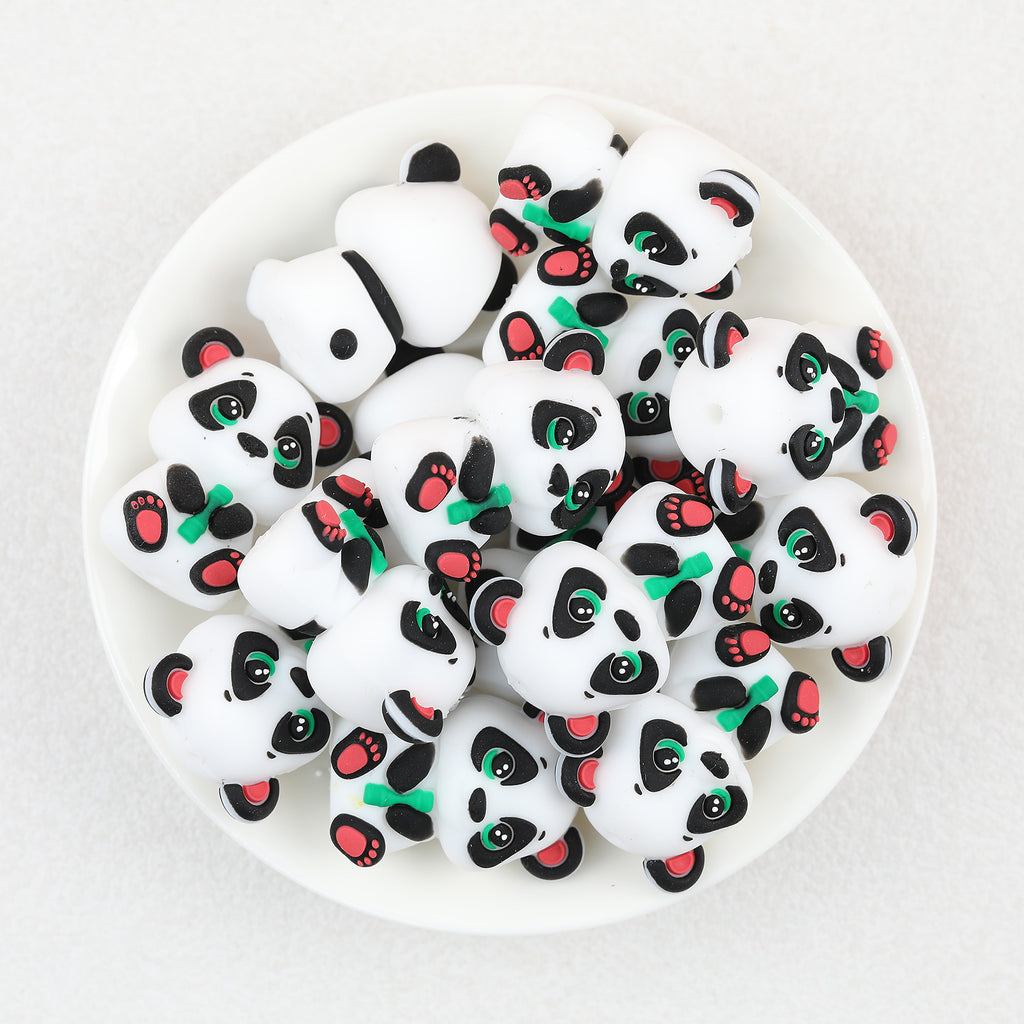 3D Cute Bamboo Panda Silicone Focal Beads 20Pcs  2