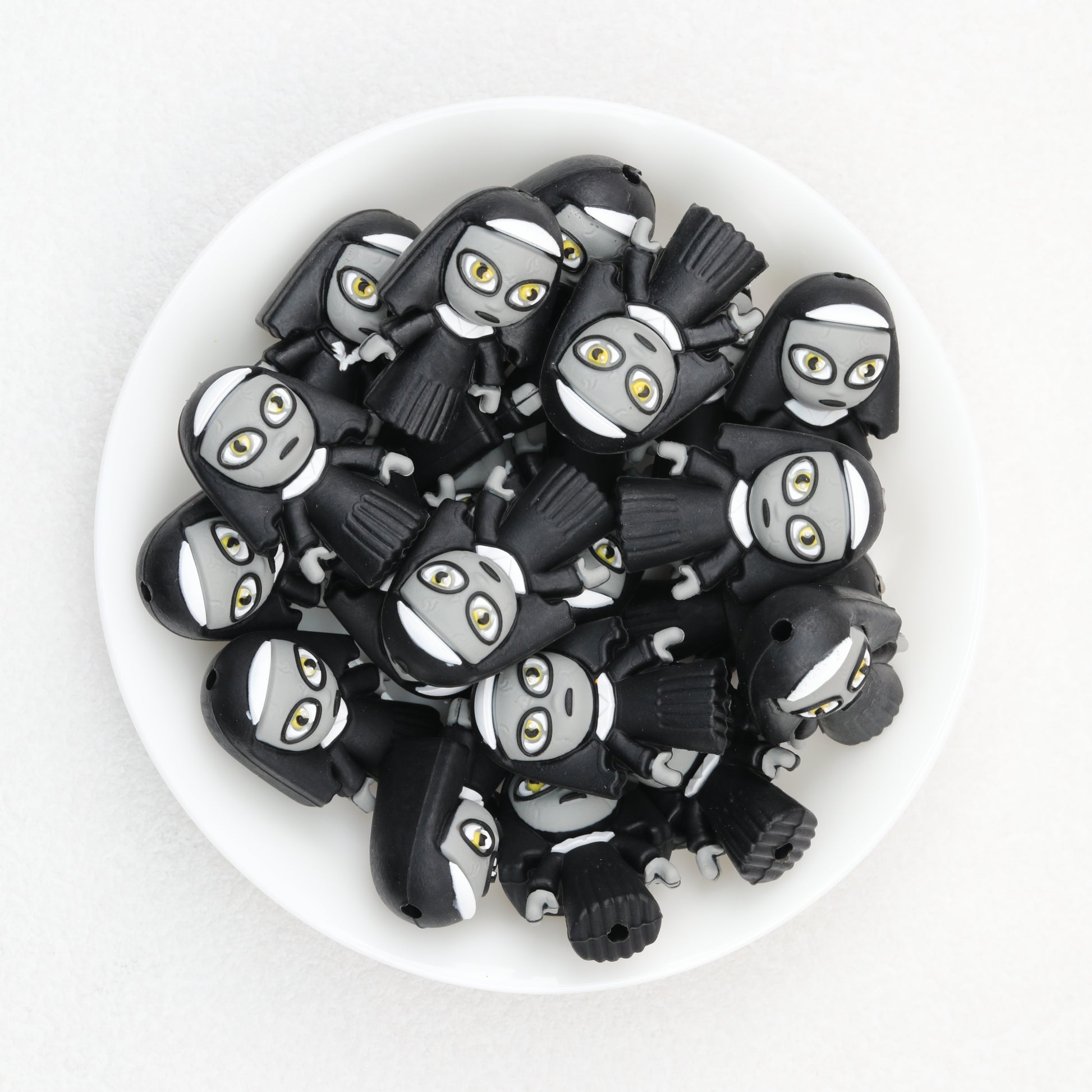 Halloween Black Nun 3D Silicone Focal Beads 20pcs 2