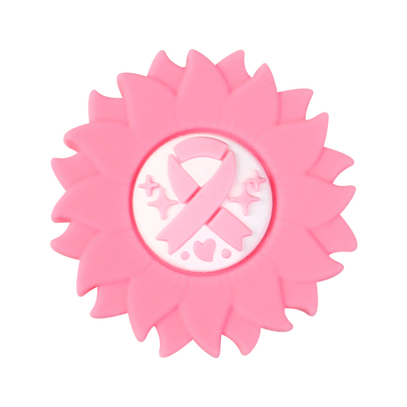 Breast Cancer Awareness 3D Silicone Focal Beads Pink Ribbon 20pcs 12
