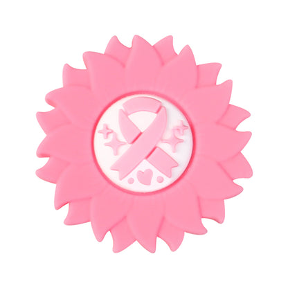 Breast Cancer Awareness 3D Silicone Focal Beads Pink Ribbon 20pcs 12
