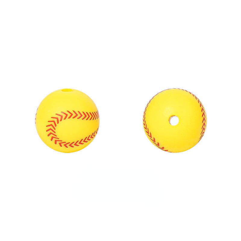15mm Silicone Beads Sports Ball Printed Soccer Football Volleyball 10pcs 9