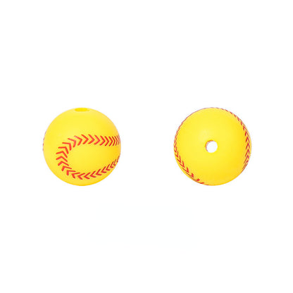 15mm Silicone Beads Sports Ball Printed Soccer Football Volleyball 10pcs 9