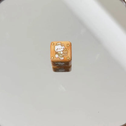 Square Acrylic Beads 14mm Bread Obsessed Character Glossy 10pcs 5