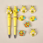 Silicone 3D Focal Beads Bee Butterfly Cheerful Faces Vibrant Colors 6