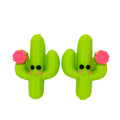 Silicone 3D Focal Beads Flowering Cactus Smiling Face Pink Blossom