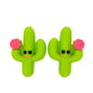 Silicone 3D Focal Beads Flowering Cactus Smiling Face Pink Blossom