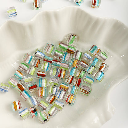 Dyed Core Square Glass Beads 8mm Transparent Color 10pcs 3