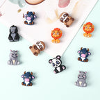 Silicone 3D Focal Beads Animal Panda Lion Sloth Hippopotamus Cow Sitting Pose 20Pcs 5