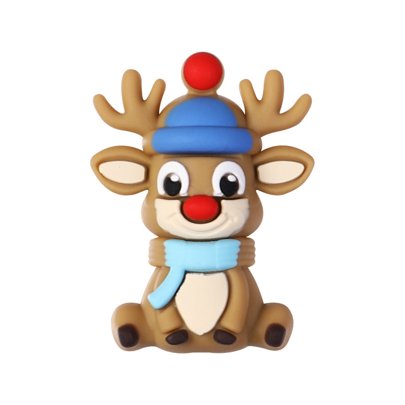 3D Winter Animal Silicone Focal Beads 20 Pcs with Reindeer Snowman Penguin 12