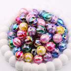 UV Plating Round Acrylic Beads 16mm Watermelon Stripe Printed 20pcs 3