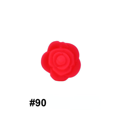 Double-Sided Flower Silicone Beads Multi Color Solid 50pcs 35
