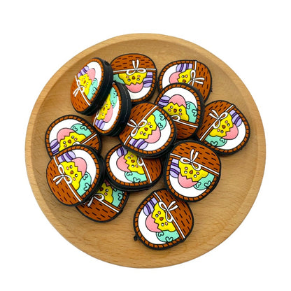 Silicone Focal Beads Easter Eggs and Chick Basket Circle Badge 20pcs 2
