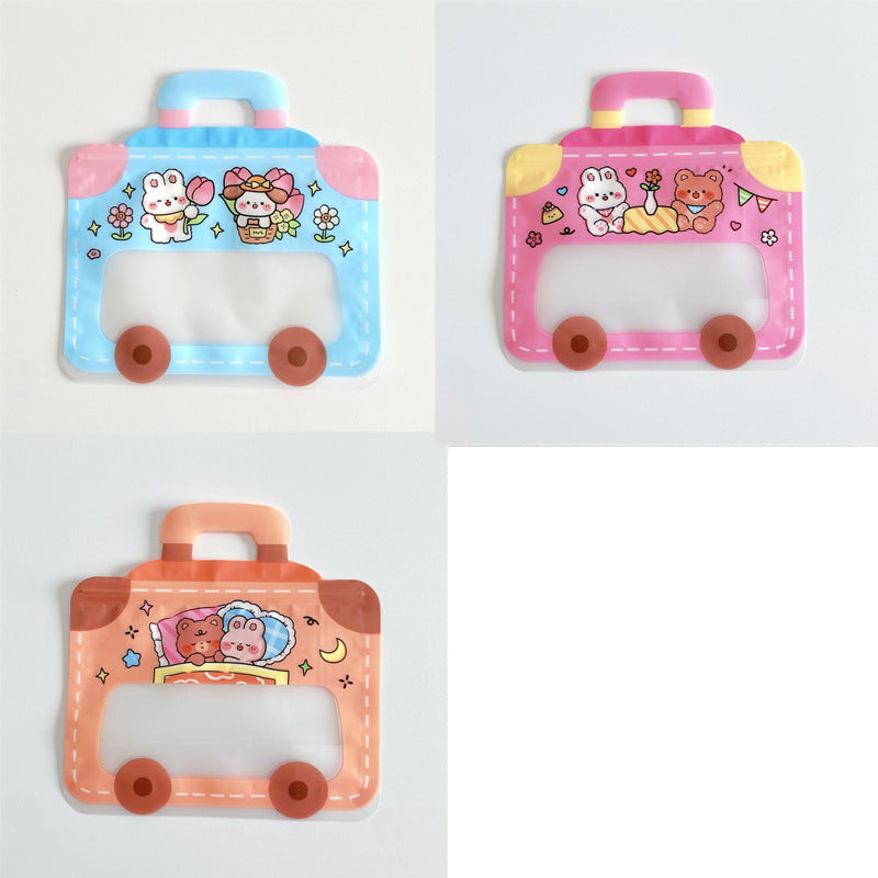Zip Lock Plastic Bags Cartoon Animal Bus Matte PVC 16.6x16.6cm 10pcs 4