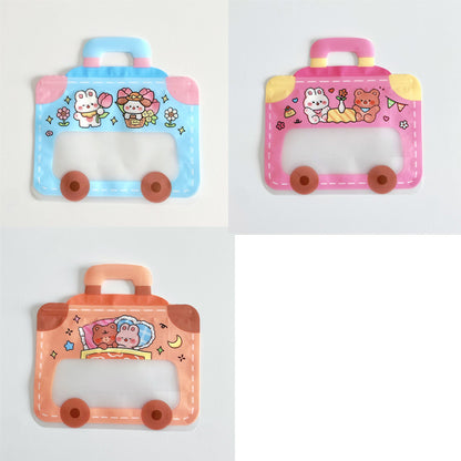 Zip Lock Plastic Bags Cartoon Animal Bus Matte PVC 16.6x16.6cm 10pcs 4