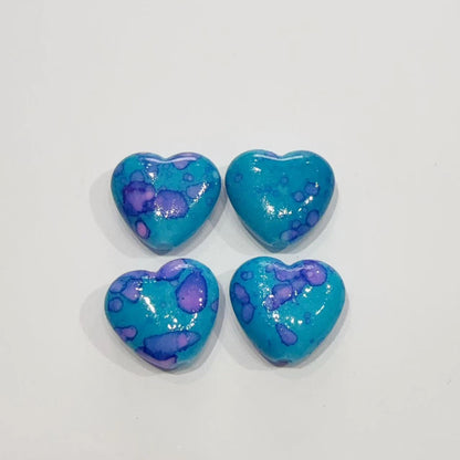 Blooming Ink Color Heart Acrylic Beads 15mm Colorful Mixed 100pcs 11
