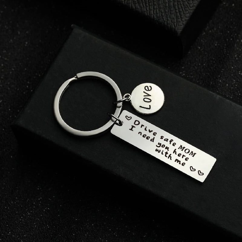 Stainless Steel Driving Safety Keychain Car Charm Engraved Drive Safe 6