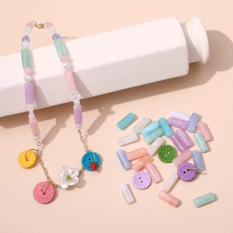 Acrylic Tube Beads 8x20mm Pastel Marbled Soft Glow 10pcs 4