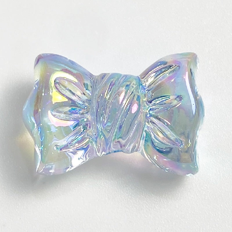 Transparent Bow Knot Acrylic Beads 14x26mm Iridescent 50pcs 8