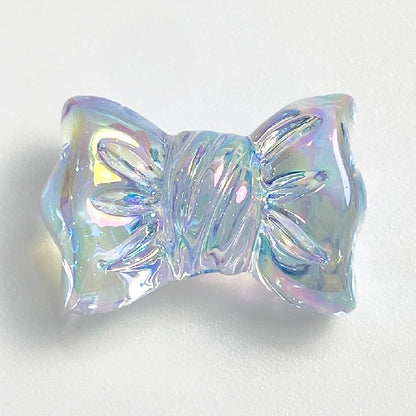 Transparent Bow Knot Acrylic Beads 14x26mm Iridescent 50pcs 8