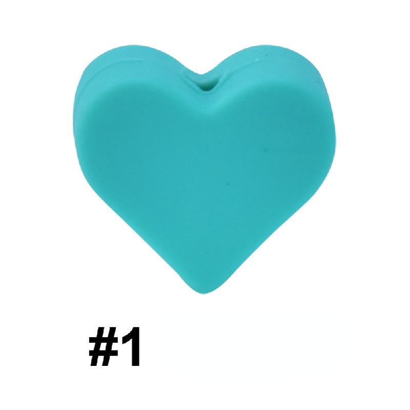 Colorful Pastel Mix Heart 14mm Silicone Beads Solid Color Matte Finish 50pcs 5