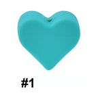 Colorful Pastel Mix Heart 14mm Silicone Beads Solid Color Matte Finish 50pcs 5