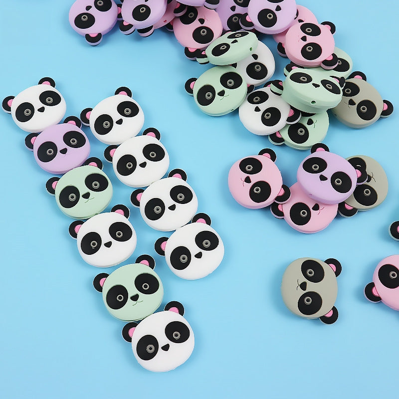 Silicone Focal Beads Animal Panda Pink Pastel Colors 20pcs 3
